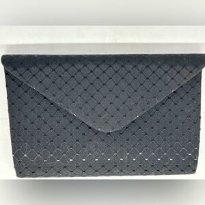 Saks Fifth Ave Whiting & Davis Black Clutch Date Night Purse Bag Small